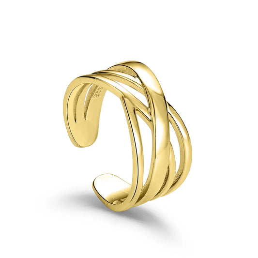 Anillo Golden Flow baño en oro de 18kt