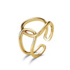 Anillo line cruzado plata baño en oro de 18kt