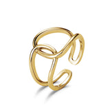 Anillo line cruzado plata baño en oro de 18kt